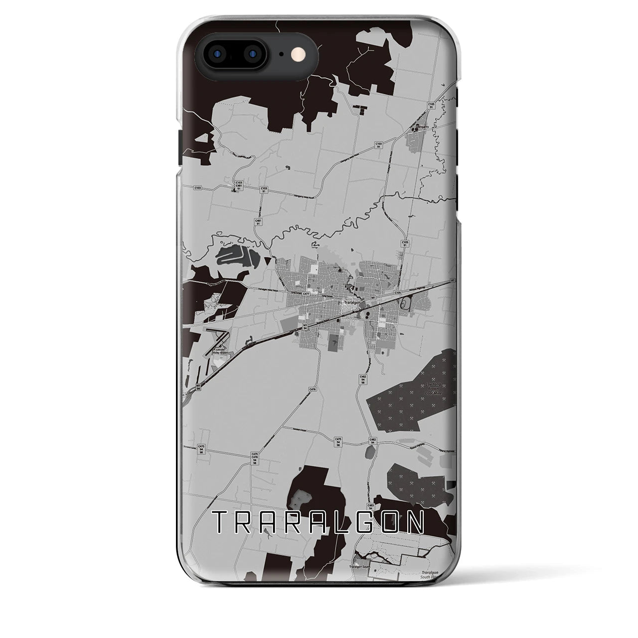 【トララルゴン】地図柄iPhoneケース（クリアタイプ・モノトーン）iPhone 8Plus /7Plus / 6sPlus / 6Plus 用