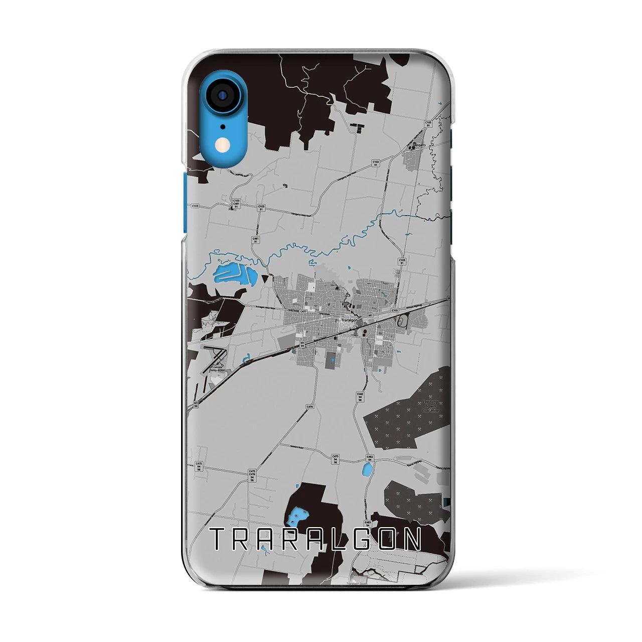 【トララルゴン】地図柄iPhoneケース（クリアタイプ・モノトーン）iPhone XR 用