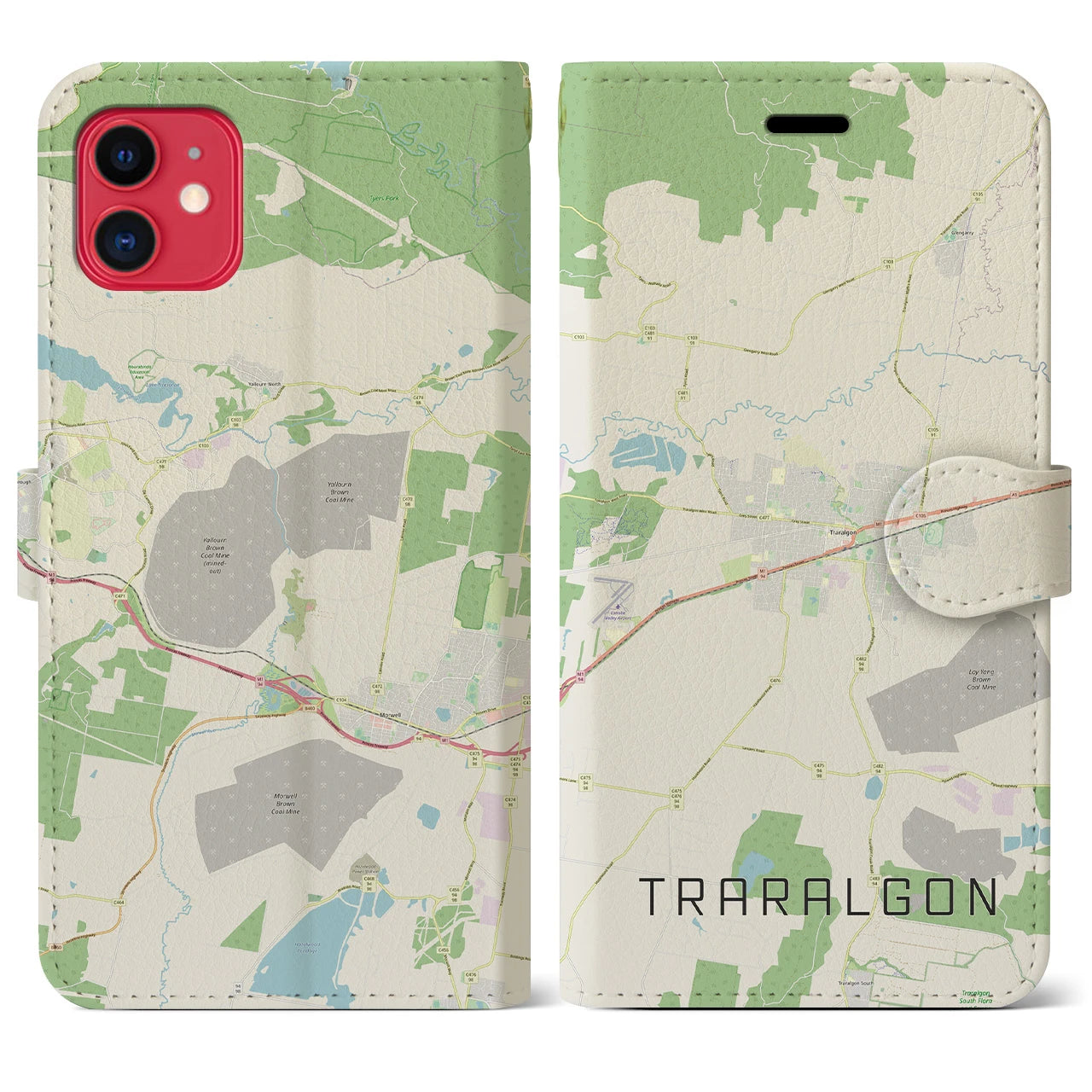 【トララルゴン】地図柄iPhoneケース（手帳両面タイプ・ナチュラル）iPhone 11 用