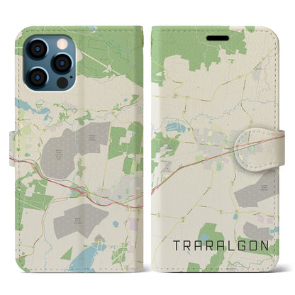 【トララルゴン（オーストラリア）】地図柄iPhoneケース（手帳タイプ）ナチュラル・iPhone 12 / 12 Pro 用