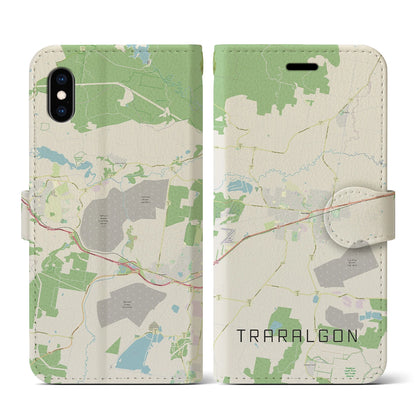 【トララルゴン（オーストラリア）】地図柄iPhoneケース（手帳タイプ）ナチュラル・iPhone XS / X 用