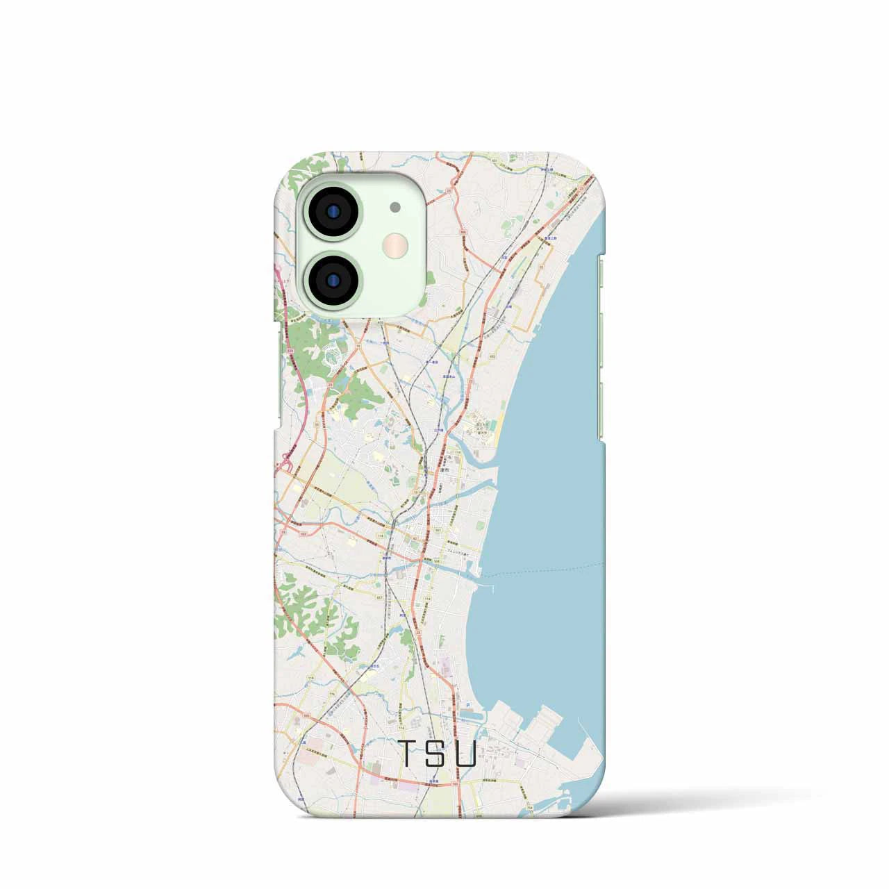 【津】地図柄iPhoneケース（バックカバータイプ・ナチュラル）iPhone 12 mini 用