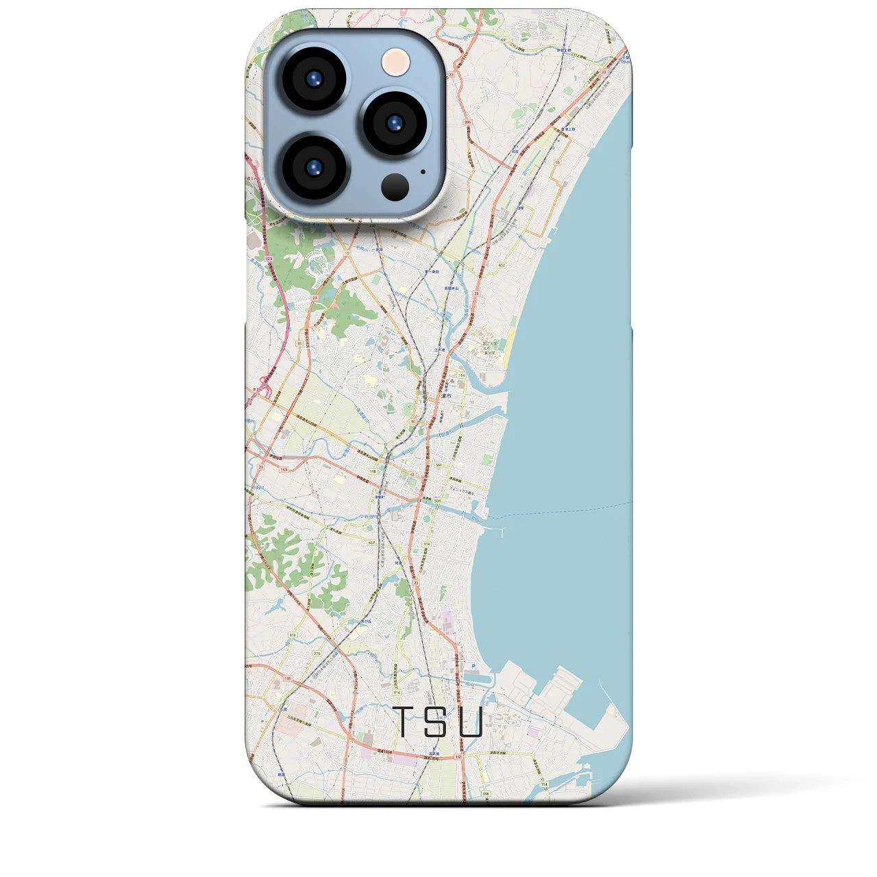 【津】地図柄iPhoneケース（バックカバータイプ・ナチュラル）iPhone 13 Pro Max 用