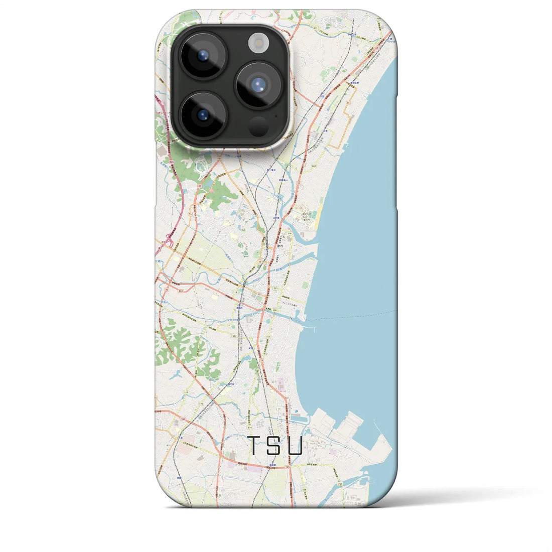 【津】地図柄iPhoneケース（バックカバータイプ・ナチュラル）iPhone 15 Pro Max 用