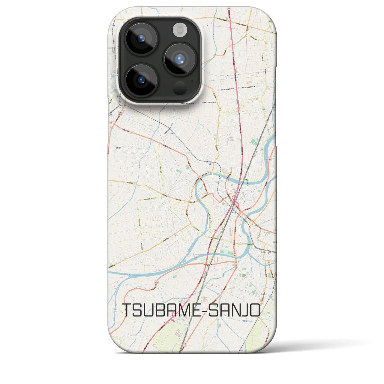 【燕三条】地図柄iPhoneケース（バックカバータイプ・ナチュラル）iPhone 15 Pro Max 用
