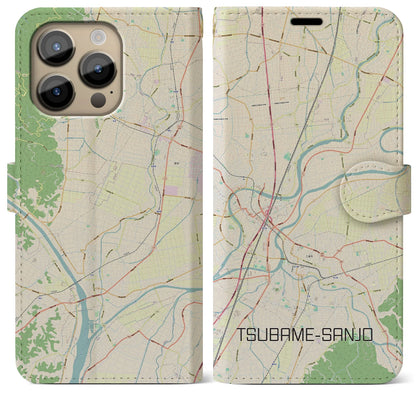【燕三条（新潟県）】地図柄iPhoneケース（手帳タイプ）ナチュラル・iPhone 14 Pro Max 用