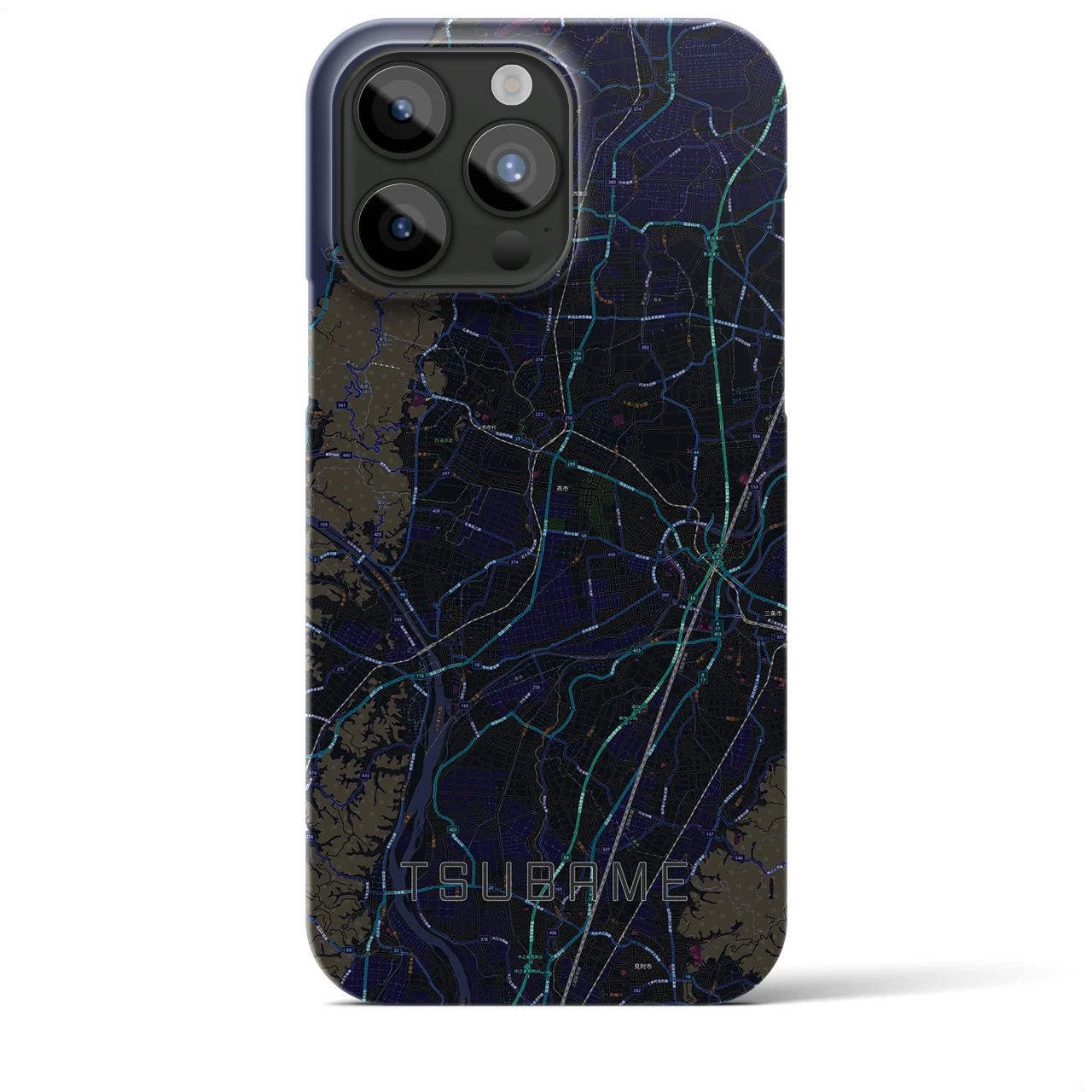【燕】地図柄iPhoneケース（バックカバータイプ・ブラック）iPhone 15 Pro Max 用