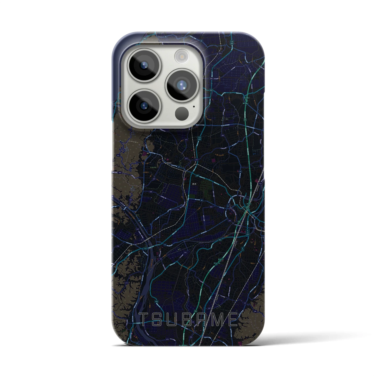 【燕】地図柄iPhoneケース（バックカバータイプ・ブラック）iPhone 15 Pro 用