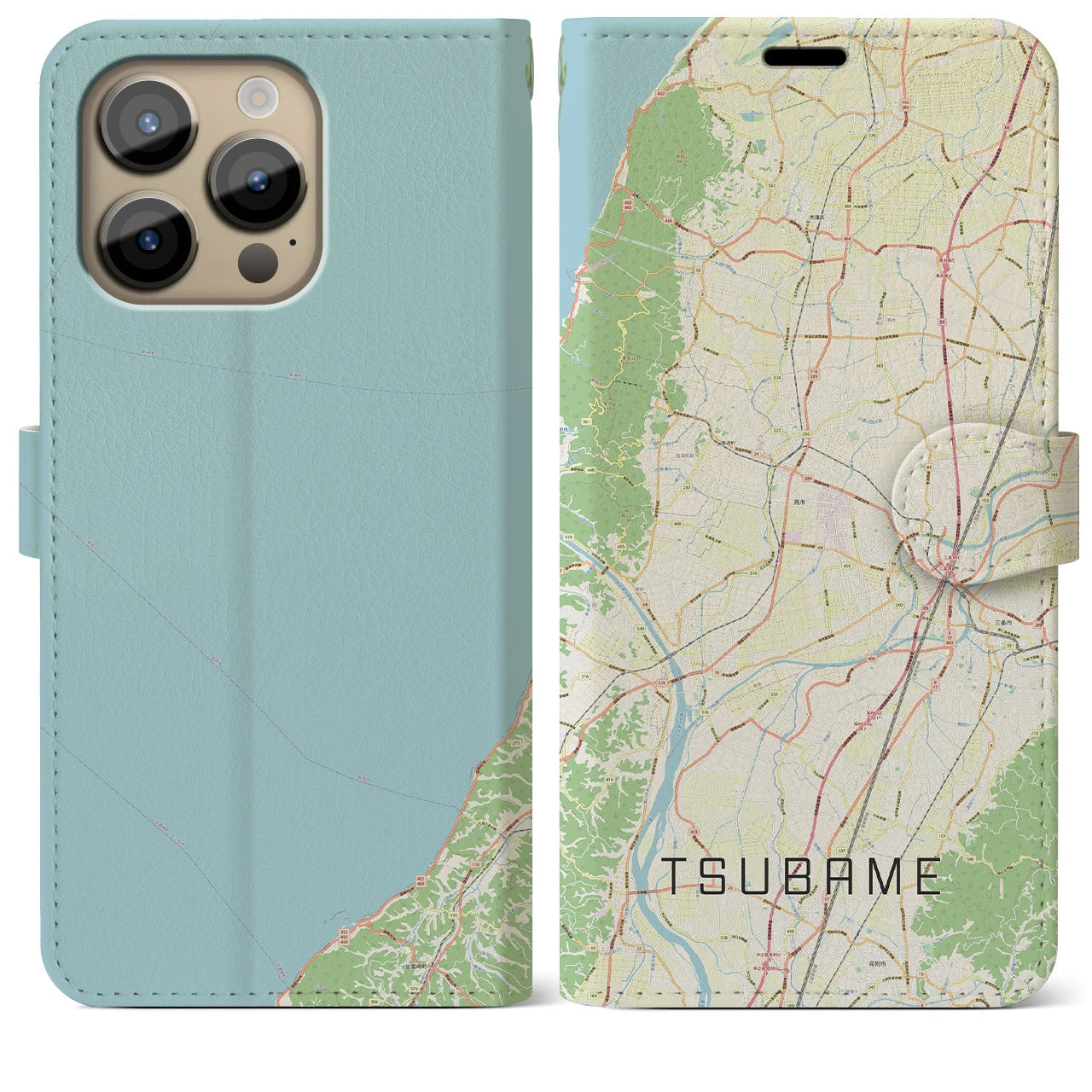 【燕】地図柄iPhoneケース（手帳両面タイプ・ナチュラル）iPhone 14 Pro Max 用