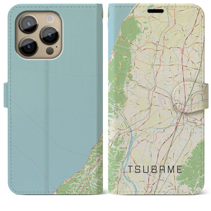 【燕（新潟県）】地図柄iPhoneケース（手帳タイプ）ナチュラル・iPhone 14 Pro Max 用