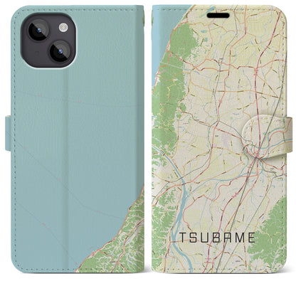 【燕（新潟県）】地図柄iPhoneケース（手帳タイプ）ナチュラル・iPhone 14 Plus 用