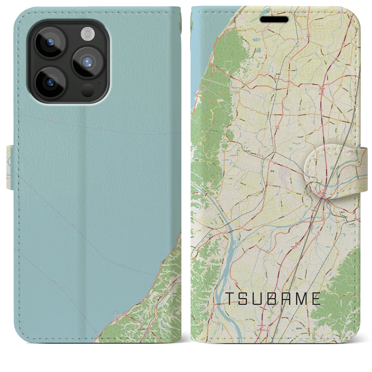 【燕】地図柄iPhoneケース（手帳両面タイプ・ナチュラル）iPhone 15 Pro Max 用