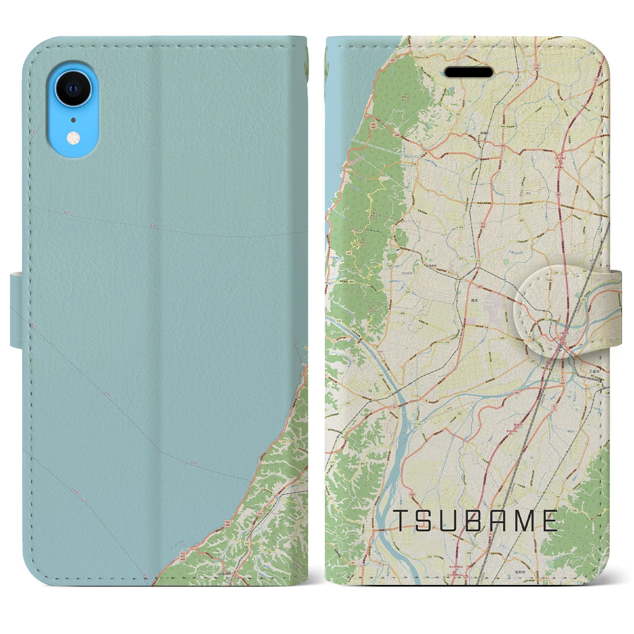 【燕】地図柄iPhoneケース（手帳両面タイプ・ナチュラル）iPhone XR 用