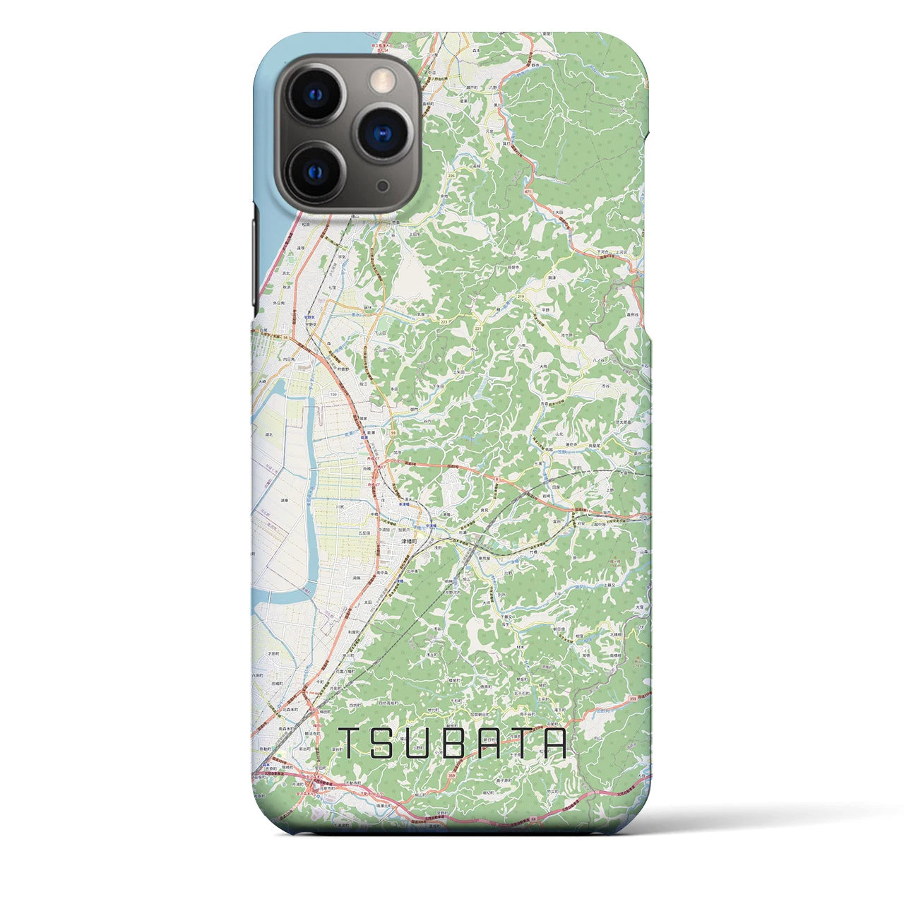 【津幡】地図柄iPhoneケース（バックカバータイプ・ナチュラル）iPhone 11 Pro Max 用