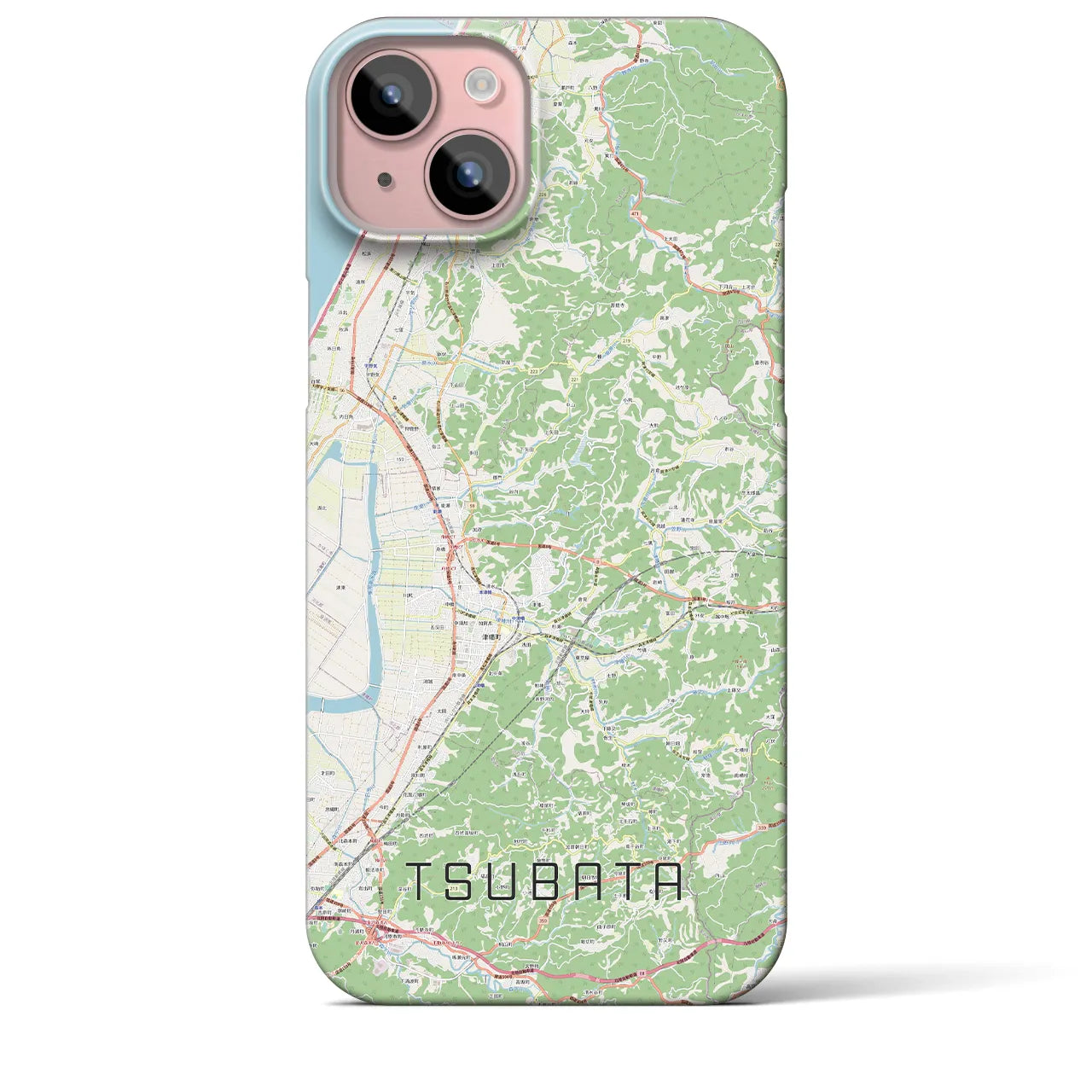 【津幡】地図柄iPhoneケース（バックカバータイプ・ナチュラル）iPhone 15 Plus 用