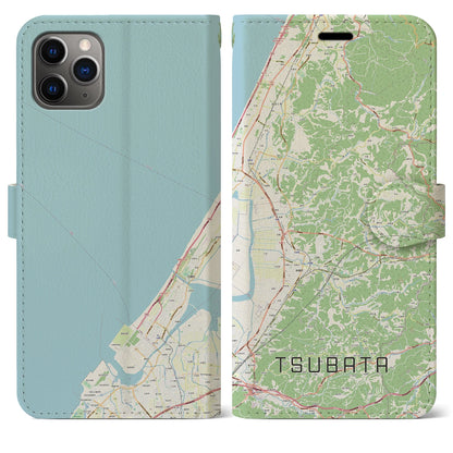 【津幡（石川県）】地図柄iPhoneケース（手帳タイプ）ナチュラル・iPhone 11 Pro Max 用