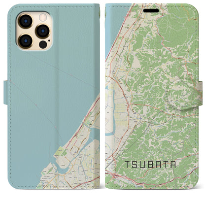 【津幡（石川県）】地図柄iPhoneケース（手帳タイプ）ナチュラル・iPhone 12 Pro Max 用