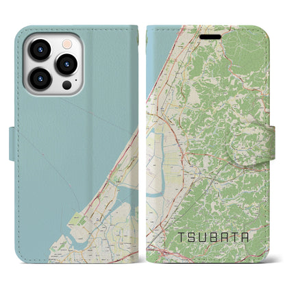 【津幡（石川県）】地図柄iPhoneケース（手帳タイプ）ナチュラル・iPhone 13 Pro 用