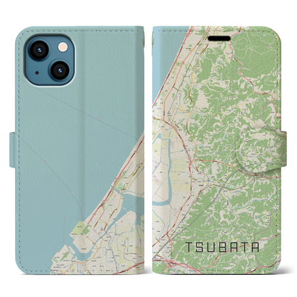 【津幡（石川県）】地図柄iPhoneケース（手帳タイプ）ナチュラル・iPhone 13 用