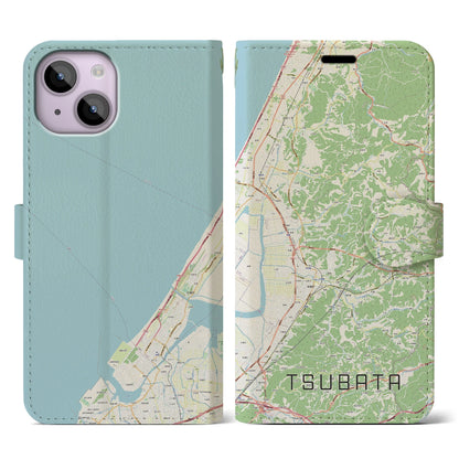 【津幡（石川県）】地図柄iPhoneケース（手帳タイプ）ナチュラル・iPhone 14 用