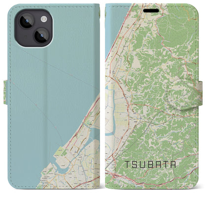 【津幡（石川県）】地図柄iPhoneケース（手帳タイプ）ナチュラル・iPhone 14 Plus 用