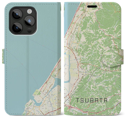 【津幡（石川県）】地図柄iPhoneケース（手帳タイプ）ナチュラル・iPhone 15 Pro Max 用