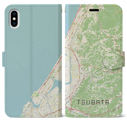 【津幡（石川県）】地図柄iPhoneケース（手帳タイプ）ナチュラル・iPhone XS Max 用