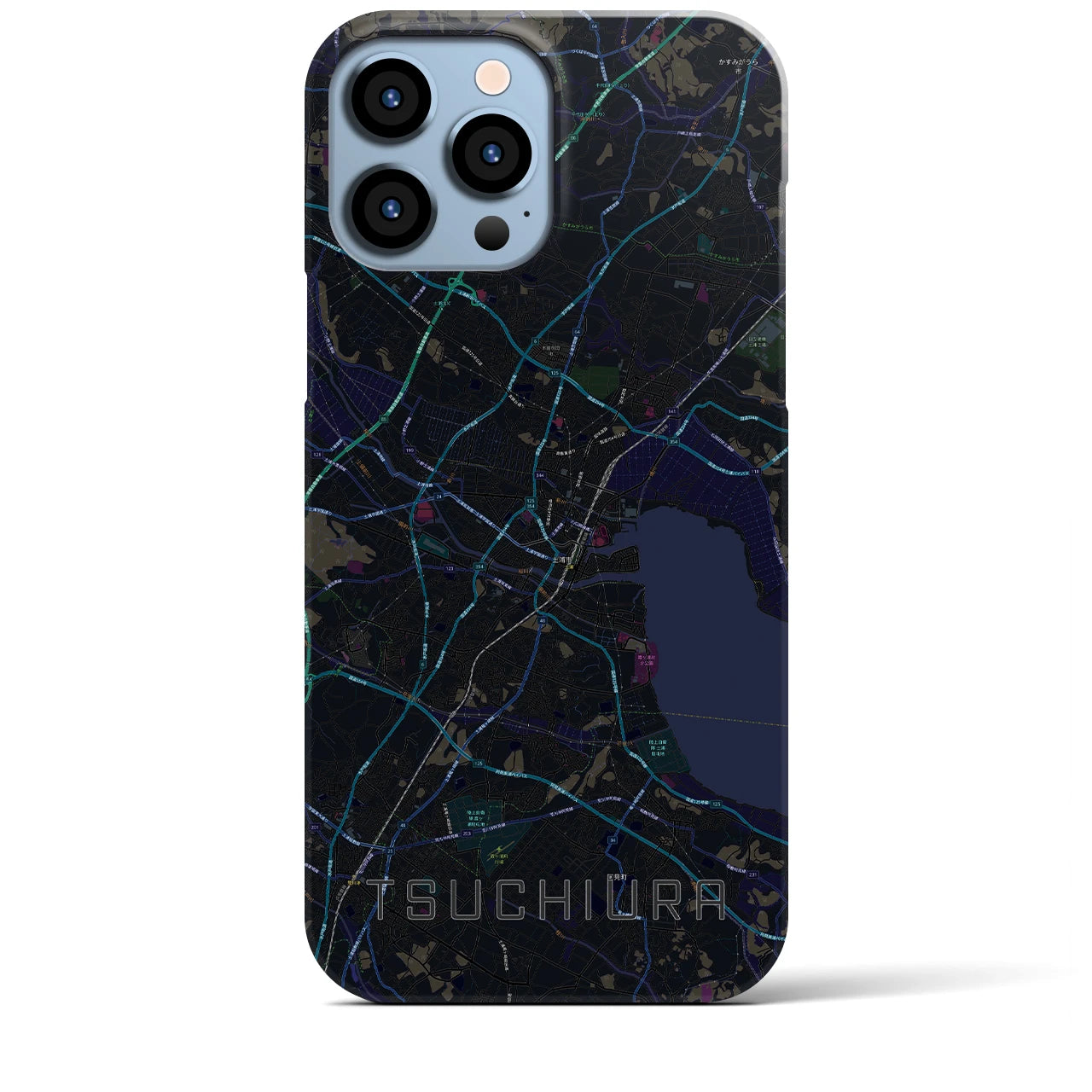 【土浦】地図柄iPhoneケース（バックカバータイプ・ブラック）iPhone 13 Pro Max 用