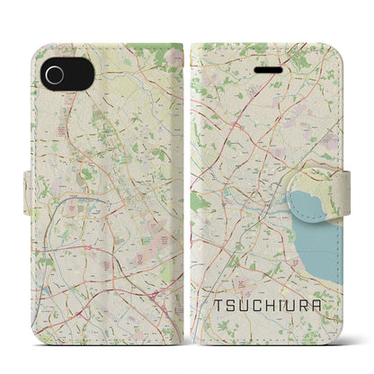 【土浦（茨城県）】地図柄iPhoneケース（手帳タイプ）ナチュラル・iPhone SE（第3 / 第2世代） / 8 / 7 / 6s / 6 用