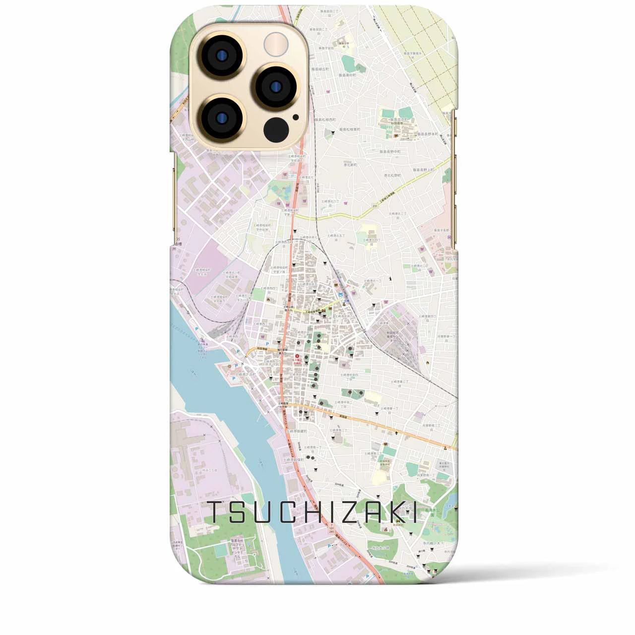 【土崎】地図柄iPhoneケース（バックカバータイプ・ナチュラル）iPhone 12 Pro Max 用