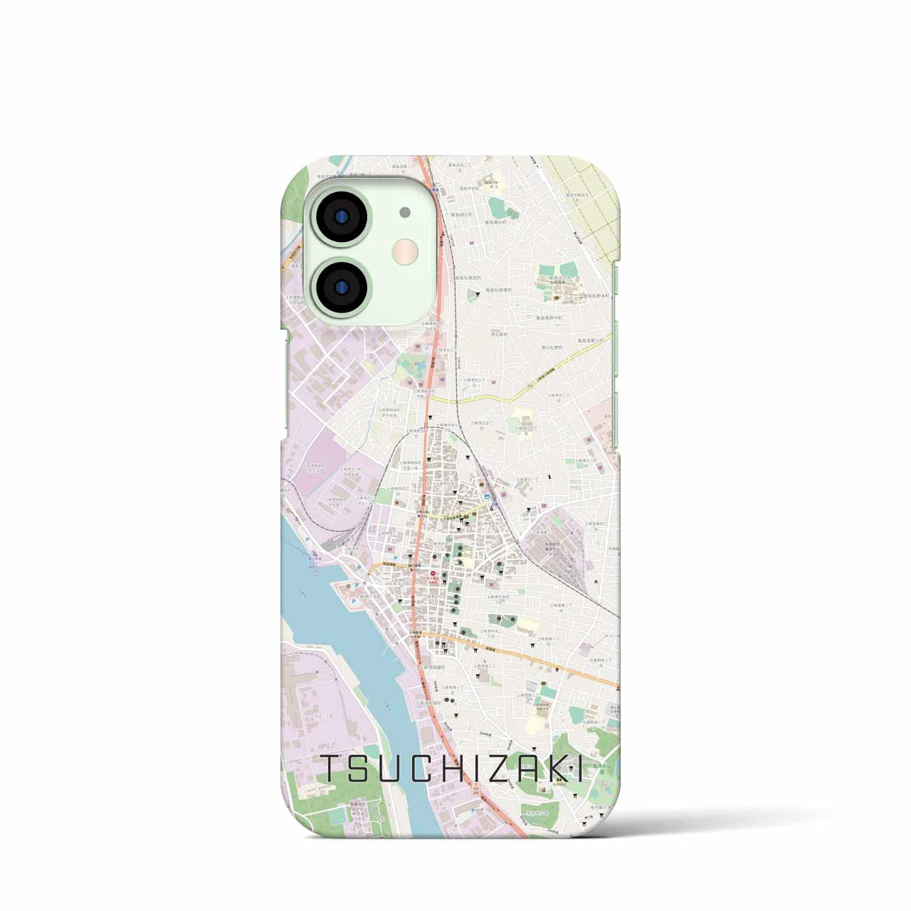 【土崎】地図柄iPhoneケース（バックカバータイプ・ナチュラル）iPhone 12 mini 用