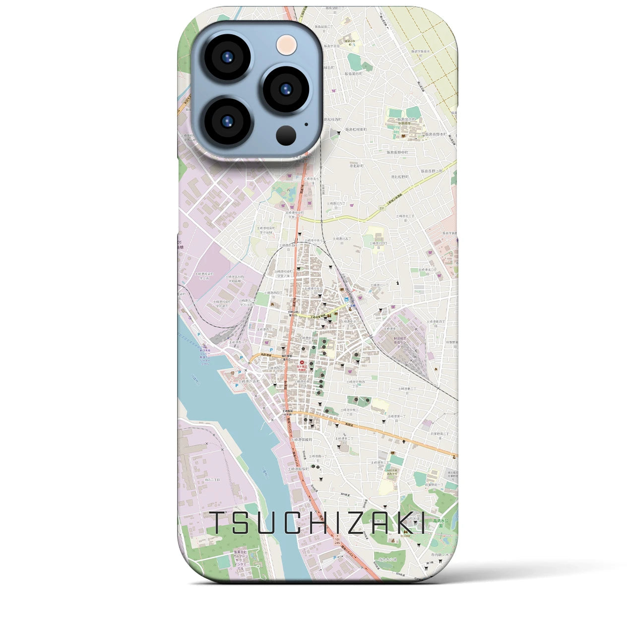 【土崎】地図柄iPhoneケース（バックカバータイプ・ナチュラル）iPhone 13 Pro Max 用
