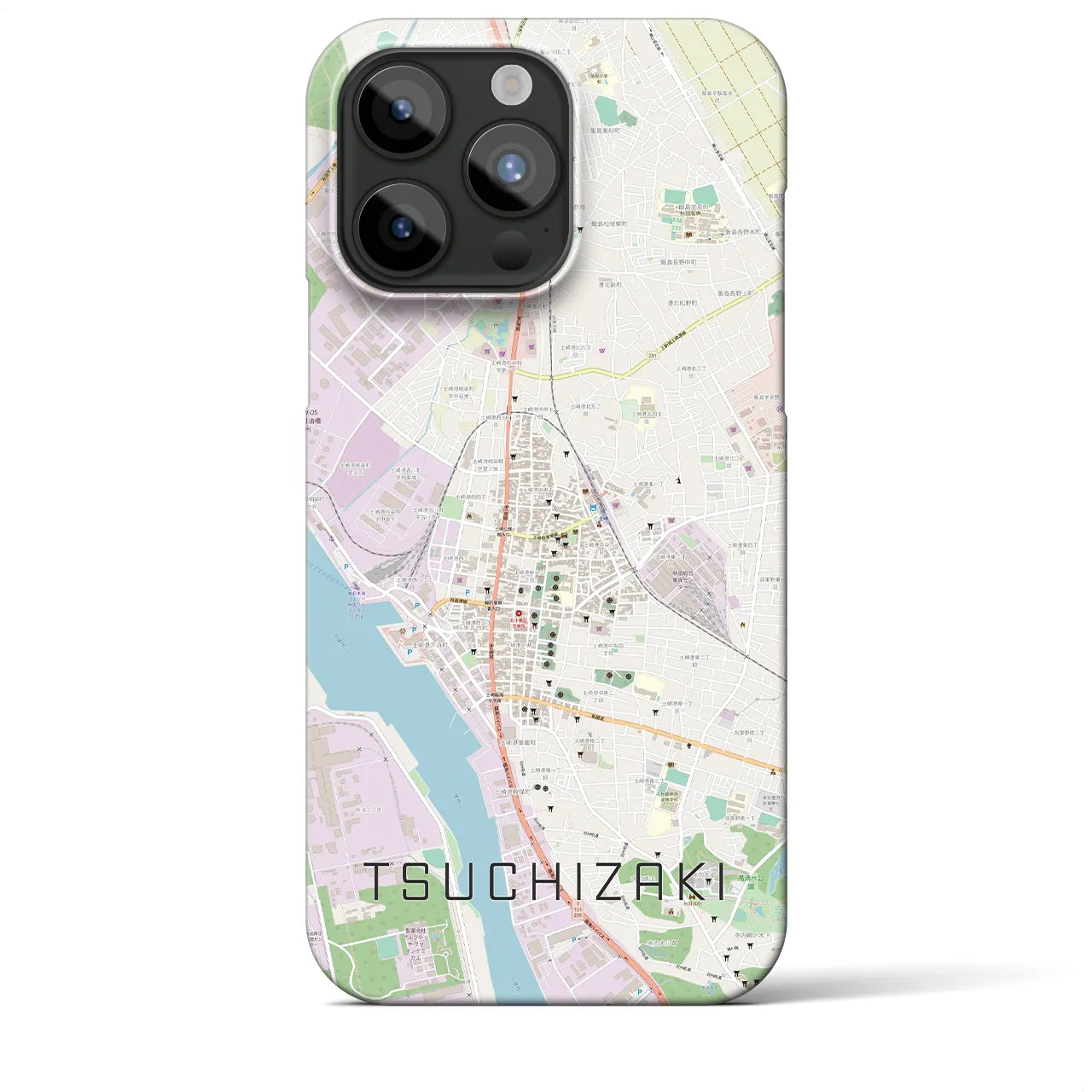 【土崎】地図柄iPhoneケース（バックカバータイプ・ナチュラル）iPhone 15 Pro Max 用