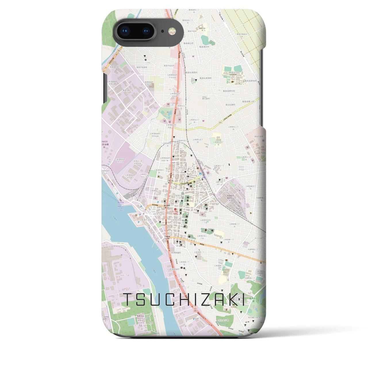【土崎】地図柄iPhoneケース（バックカバータイプ・ナチュラル）iPhone 8Plus /7Plus / 6sPlus / 6Plus 用