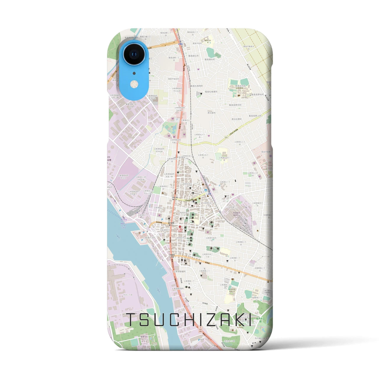 【土崎】地図柄iPhoneケース（バックカバータイプ・ナチュラル）iPhone XR 用