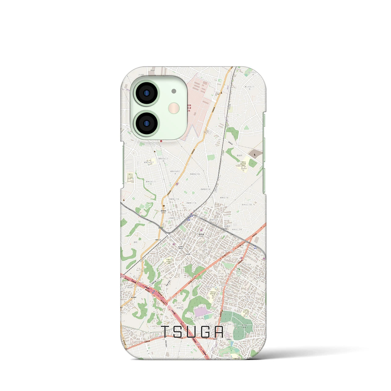 【都賀】地図柄iPhoneケース（バックカバータイプ・ナチュラル）iPhone 12 mini 用