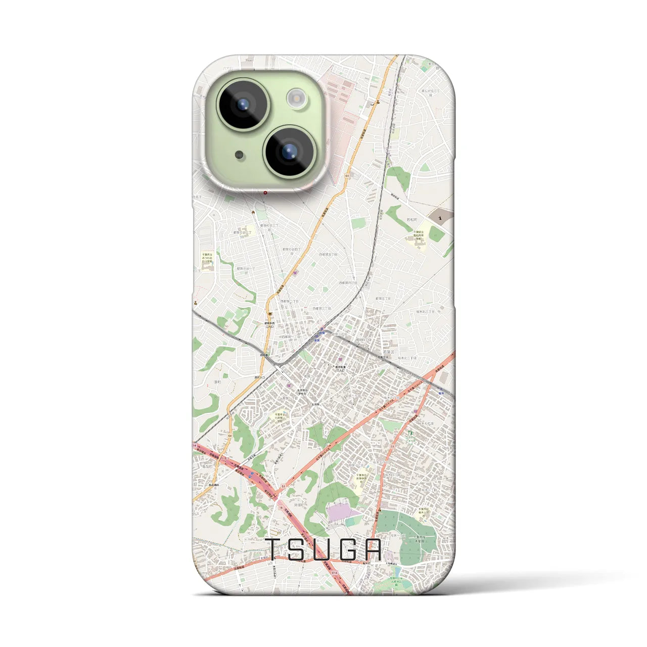 【都賀】地図柄iPhoneケース（バックカバータイプ・ナチュラル）iPhone 15 用
