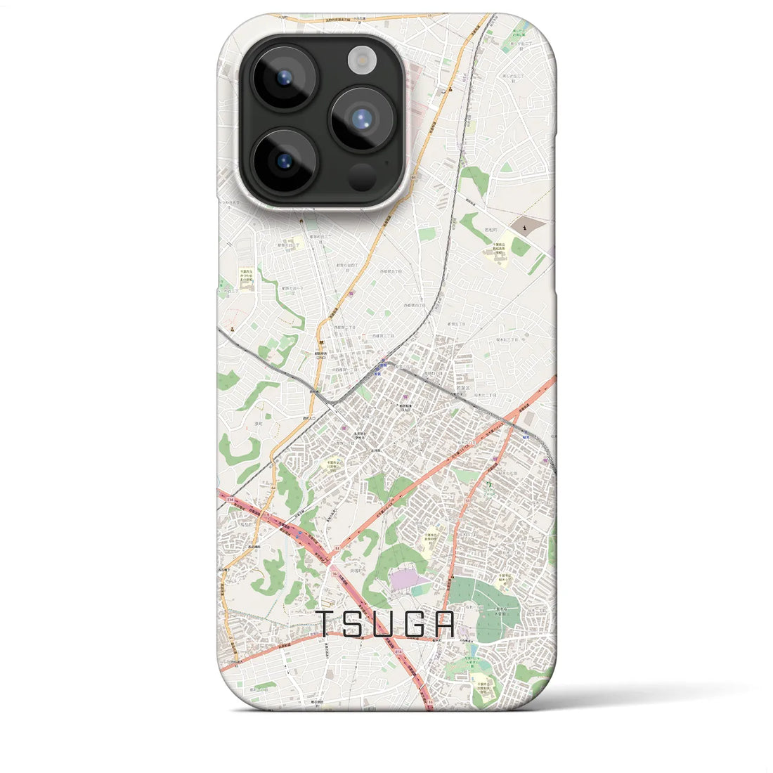 【都賀】地図柄iPhoneケース（バックカバータイプ・ナチュラル）iPhone 15 Pro Max 用