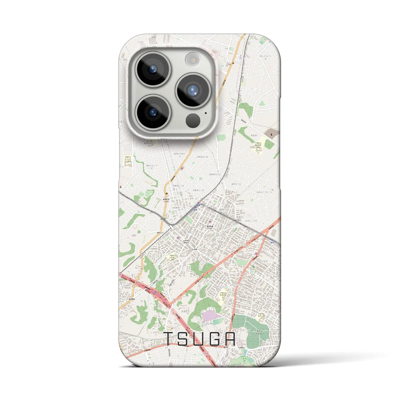 【都賀】地図柄iPhoneケース（バックカバータイプ・ナチュラル）iPhone 15 Pro 用