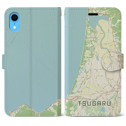 【つがる（青森県）】地図柄iPhoneケース（手帳タイプ）ナチュラル・iPhone XR 用