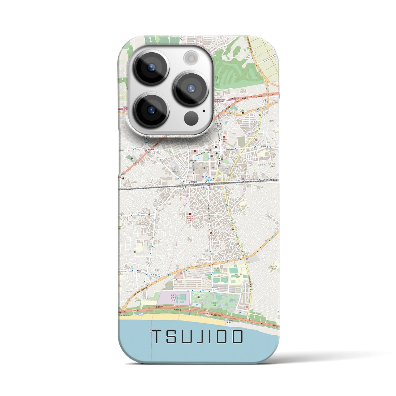【辻堂】地図柄iPhoneケース（バックカバータイプ・ナチュラル）iPhone 14 Pro 用