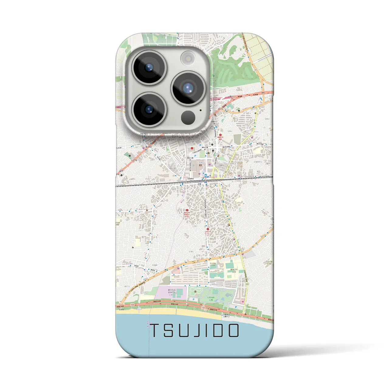 【辻堂】地図柄iPhoneケース（バックカバータイプ・ナチュラル）iPhone 15 Pro 用