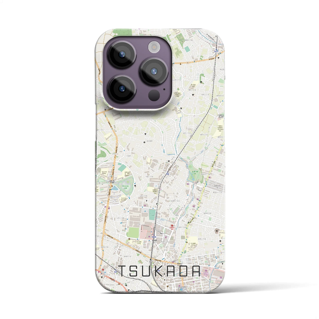 【塚田】地図柄iPhoneケース（バックカバータイプ・ナチュラル）iPhone 14 Pro 用