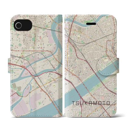 【塚本（大阪府）】地図柄iPhoneケース（手帳タイプ）ナチュラル・iPhone SE（第3 / 第2世代） / 8 / 7 / 6s / 6 用