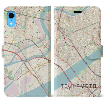 【塚本（大阪府）】地図柄iPhoneケース（手帳タイプ）ナチュラル・iPhone XR 用