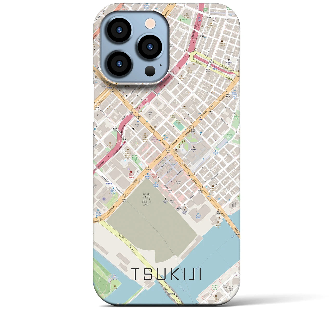 【築地】地図柄iPhoneケース（バックカバータイプ・ナチュラル）iPhone 13 Pro Max 用