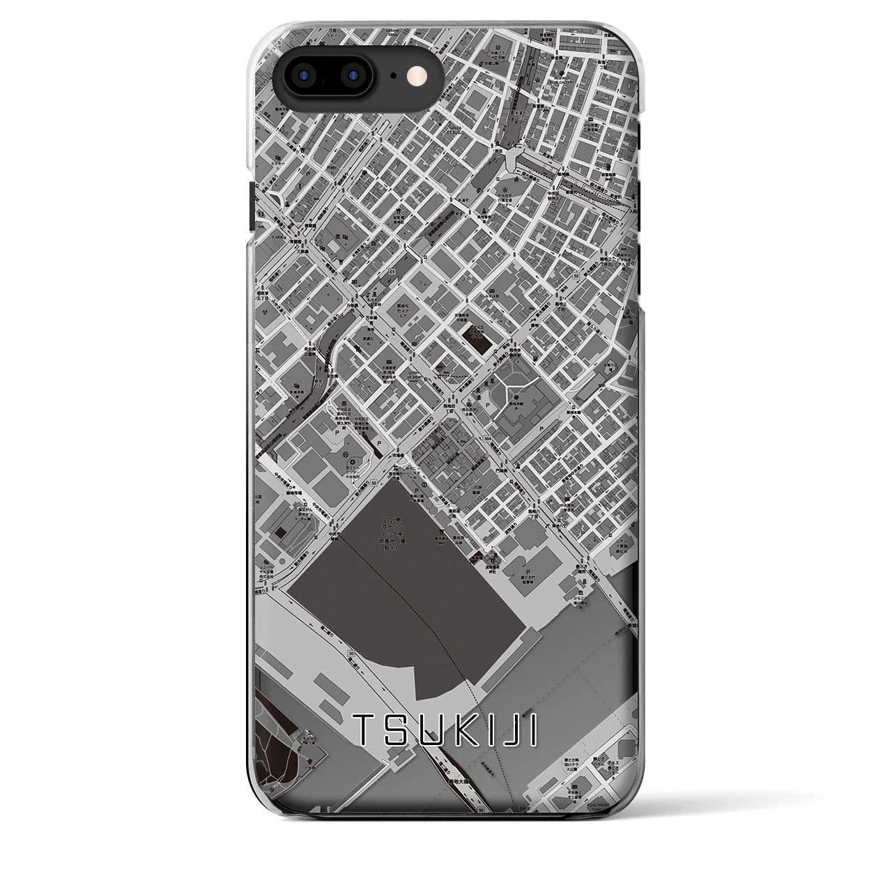 【築地】地図柄iPhoneケース（クリアタイプ・モノトーン）iPhone 8Plus /7Plus / 6sPlus / 6Plus 用