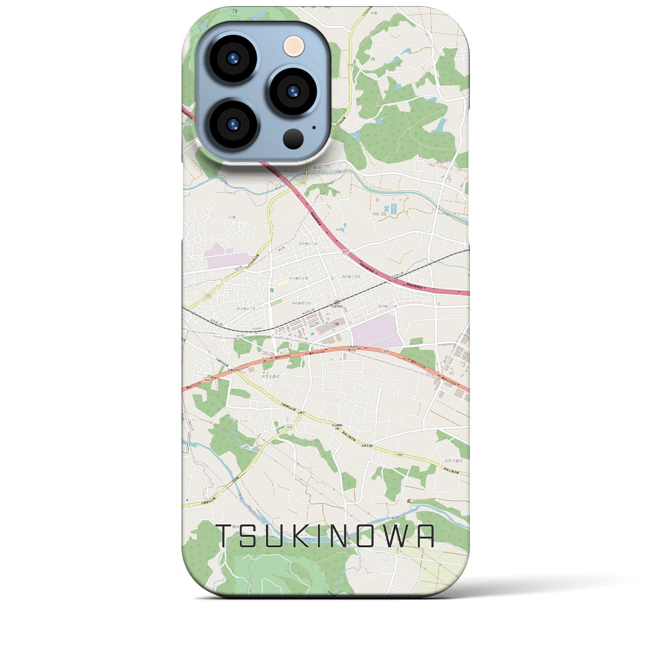 【つきのわ】地図柄iPhoneケース（バックカバータイプ・ナチュラル）iPhone 13 Pro Max 用