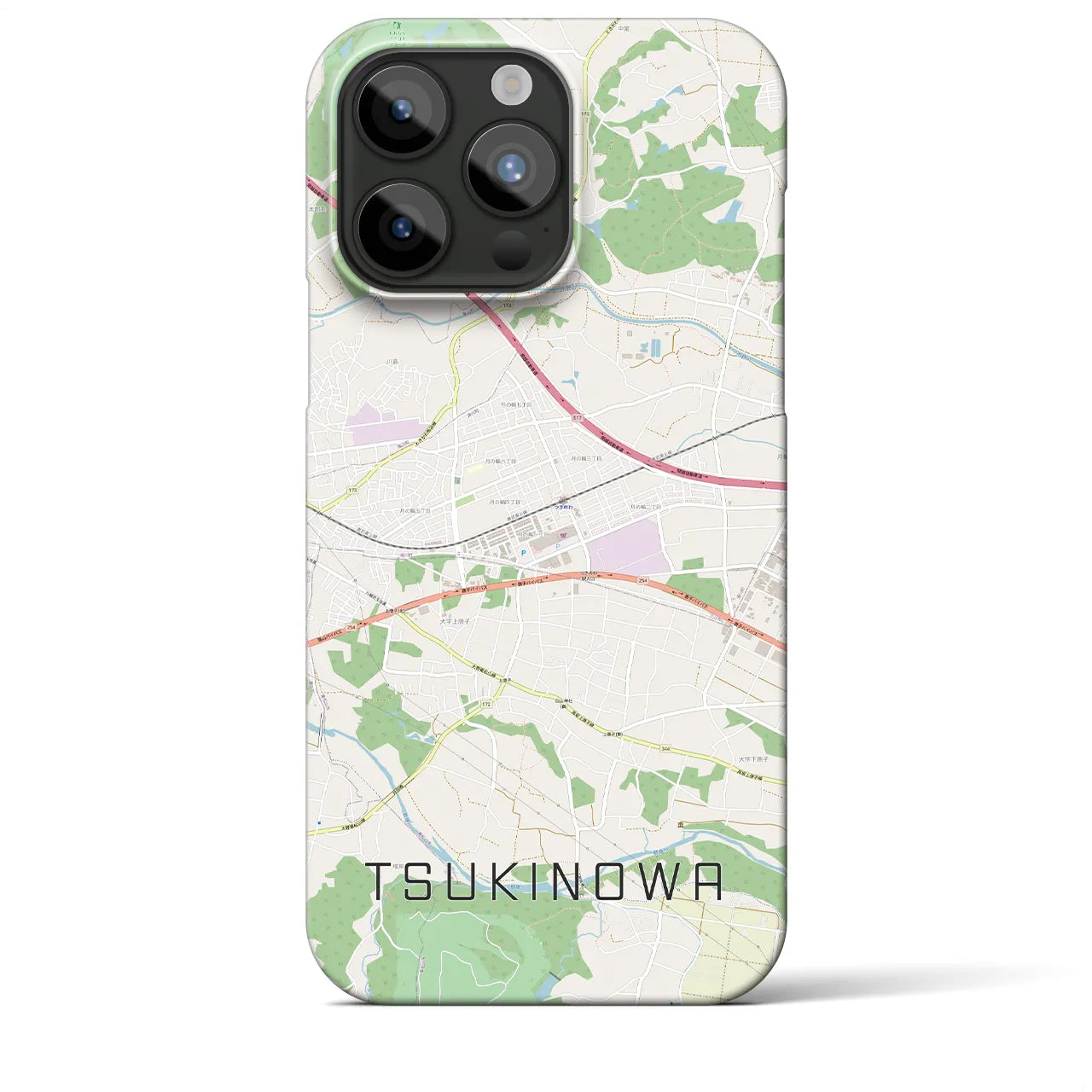 【つきのわ】地図柄iPhoneケース（バックカバータイプ・ナチュラル）iPhone 15 Pro Max 用