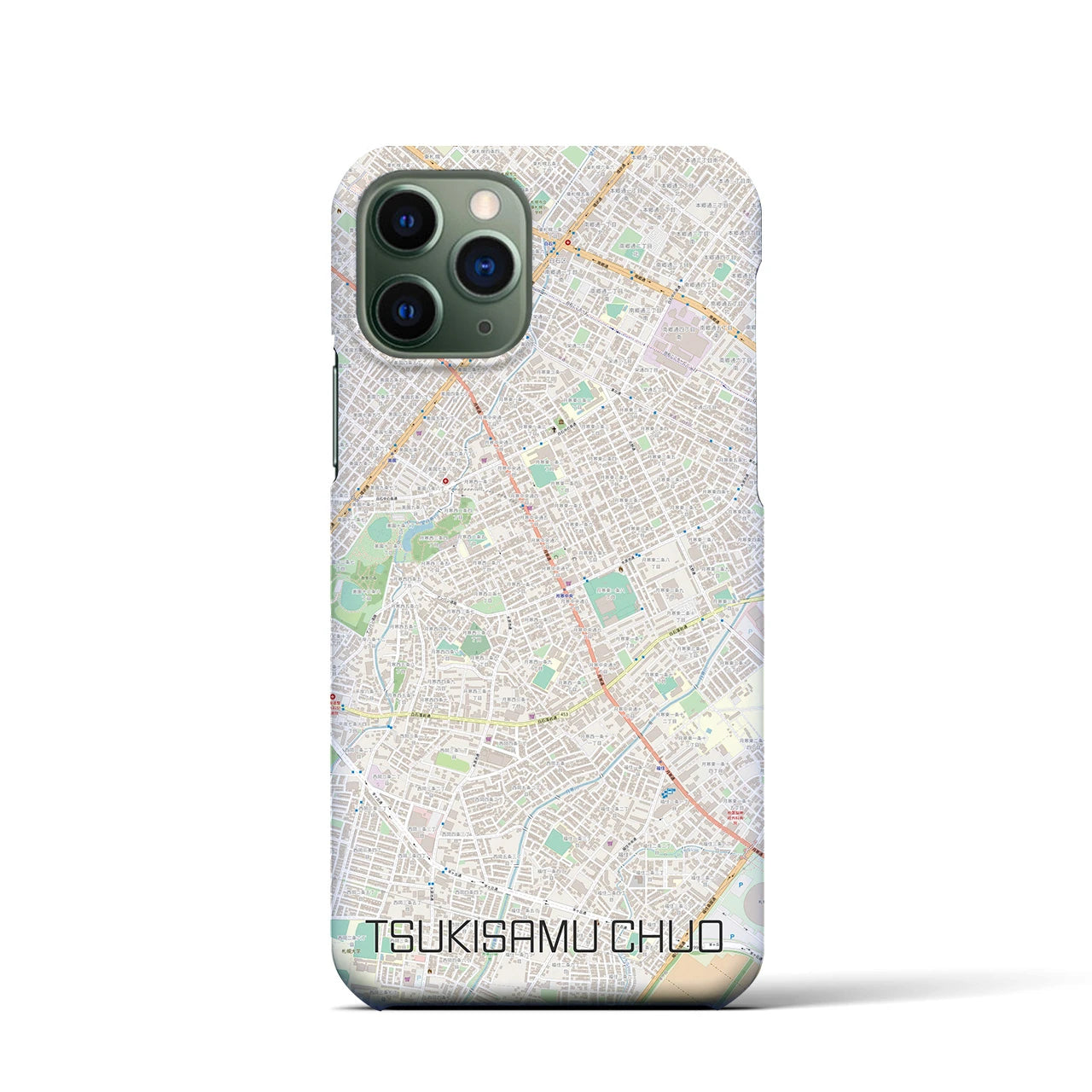 【月寒中央】地図柄iPhoneケース（バックカバータイプ・ナチュラル）iPhone 11 Pro 用